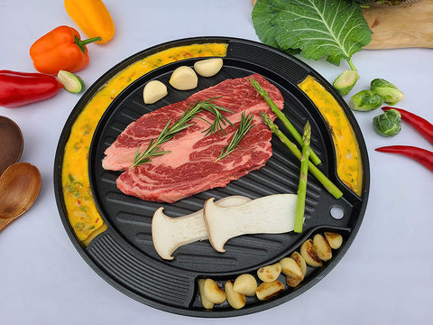 Image of Korean BBQ Egg Grill Pan, Even Heating and Easy to Clean, Perfect for Pork Belly