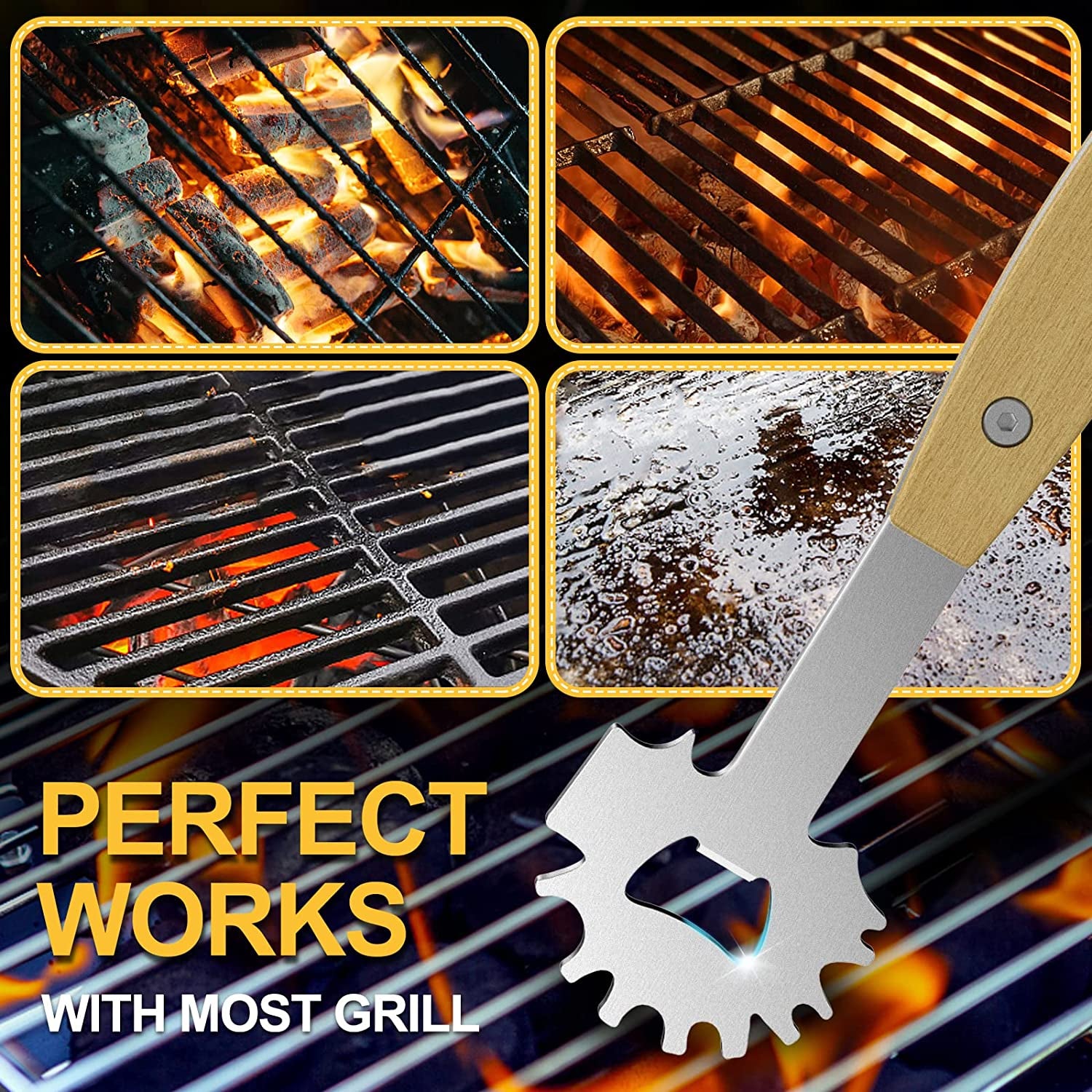 BBQ Grill Scraper, Stocking Stuffers for Men, Bristle Free Safe BBQ Scraper Fits Any Grilling Grate or Smoker Cleaning Tool and Kitchen Gadgets,Ideal Gifts for Christmas Men Dad Husband Fathers Day…