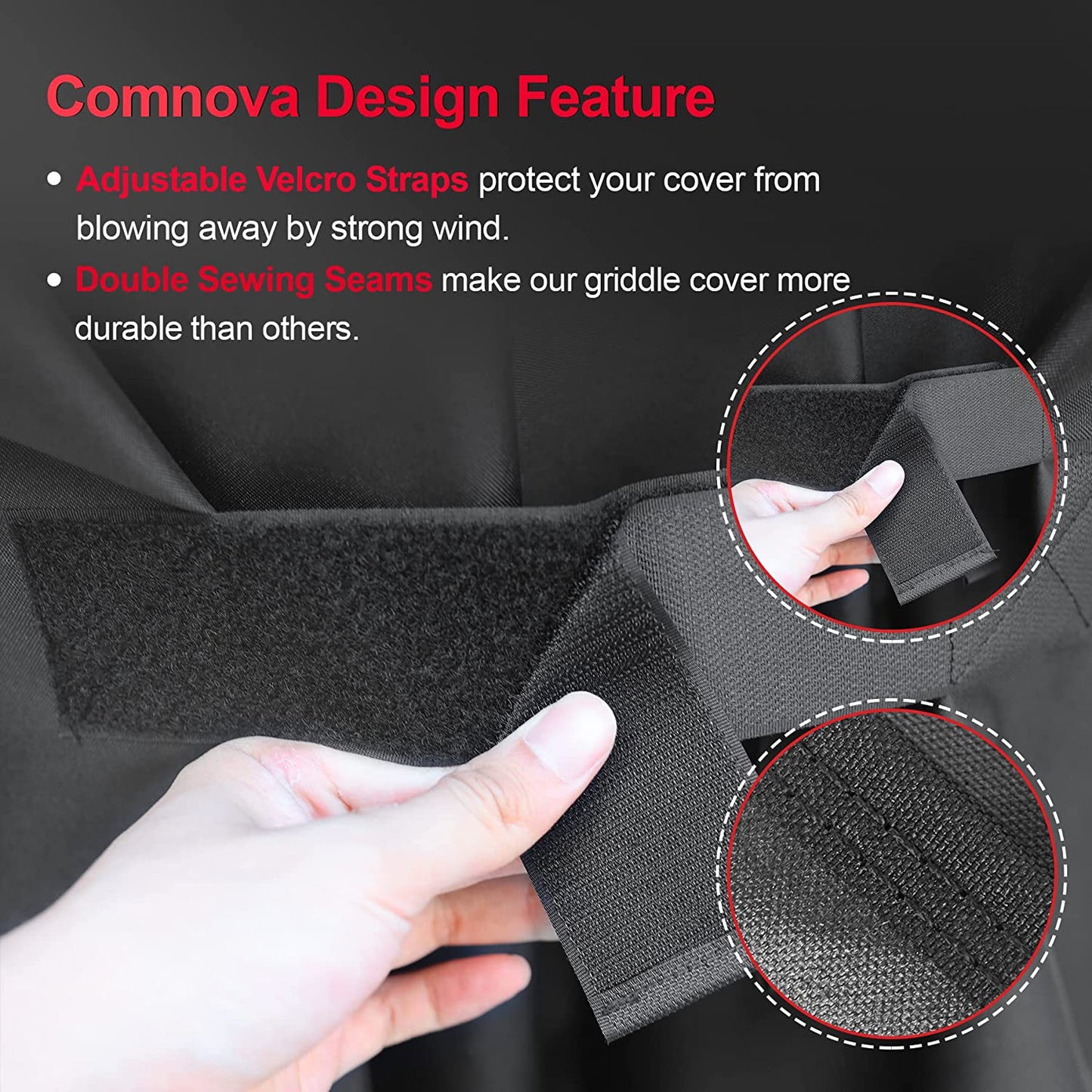 Comnova Grill Cover 55 Inch - 600D Bbq/Barbecue Gas Cover for Outdoor Grill Heavy Duty and Waterproof, Weber, Char-Broil, Nexgrill, Monument, Dyna-Glo, Brinkmann and More