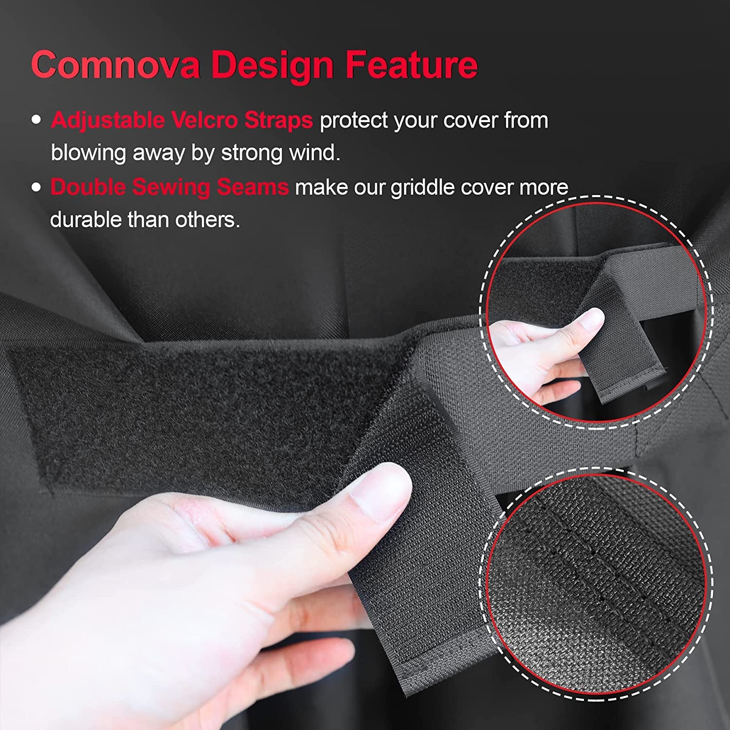 Comnova Grill Cover 55 Inch - 600D Bbq/Barbecue Gas Cover for Outdoor Grill Heavy Duty and Waterproof, Weber, Char-Broil, Nexgrill, Monument, Dyna-Glo, Brinkmann and More