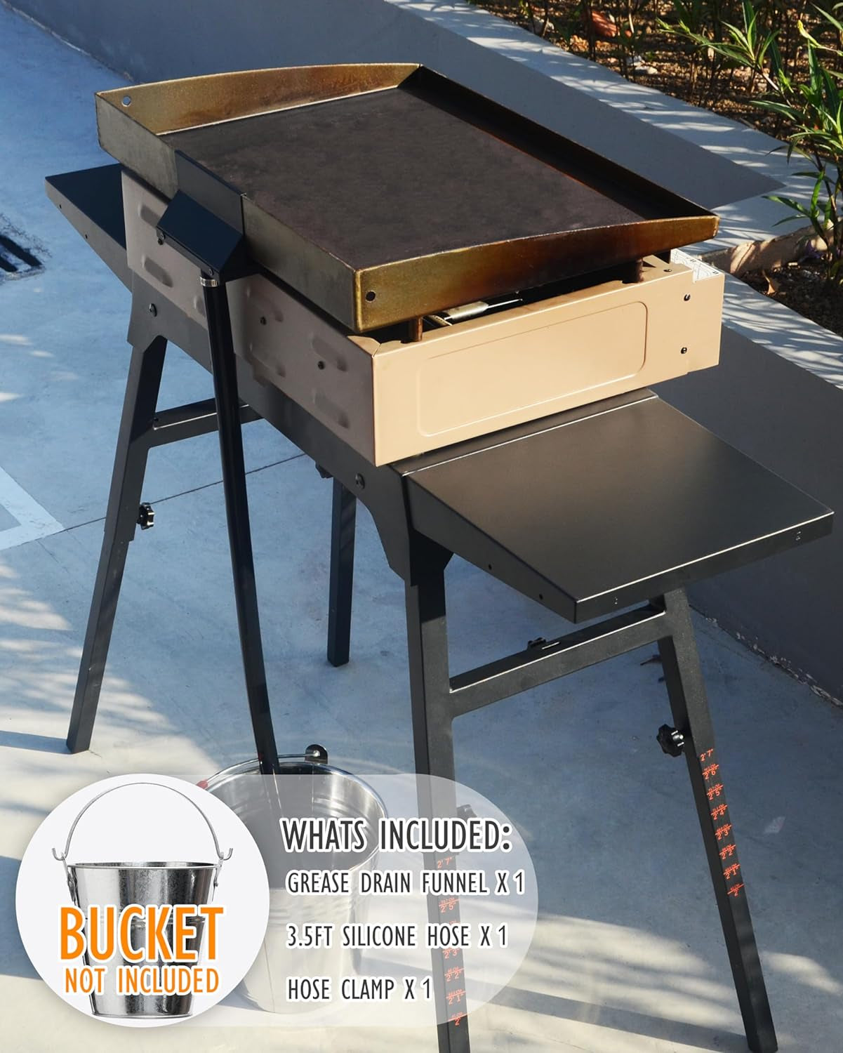 Rear Grease Drainage Funnel for Blackstone Grease Catcher Upgrade, Blackstone Grease Trap with Integrated Grease Gate Replace Grease Cup for Liners Saving, Blackstone Griddle Accessories, Reusable