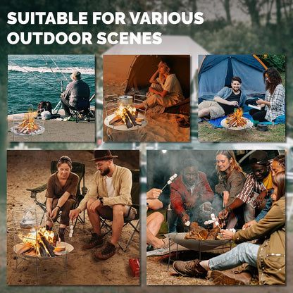 Actdoer Camping Fire Pit 17 Inch - 304 Stainless Steel Portable Fire Pit with Storage Bag for Outdoor Wood Burning, Camping, Backpacking, Outdoor Heating