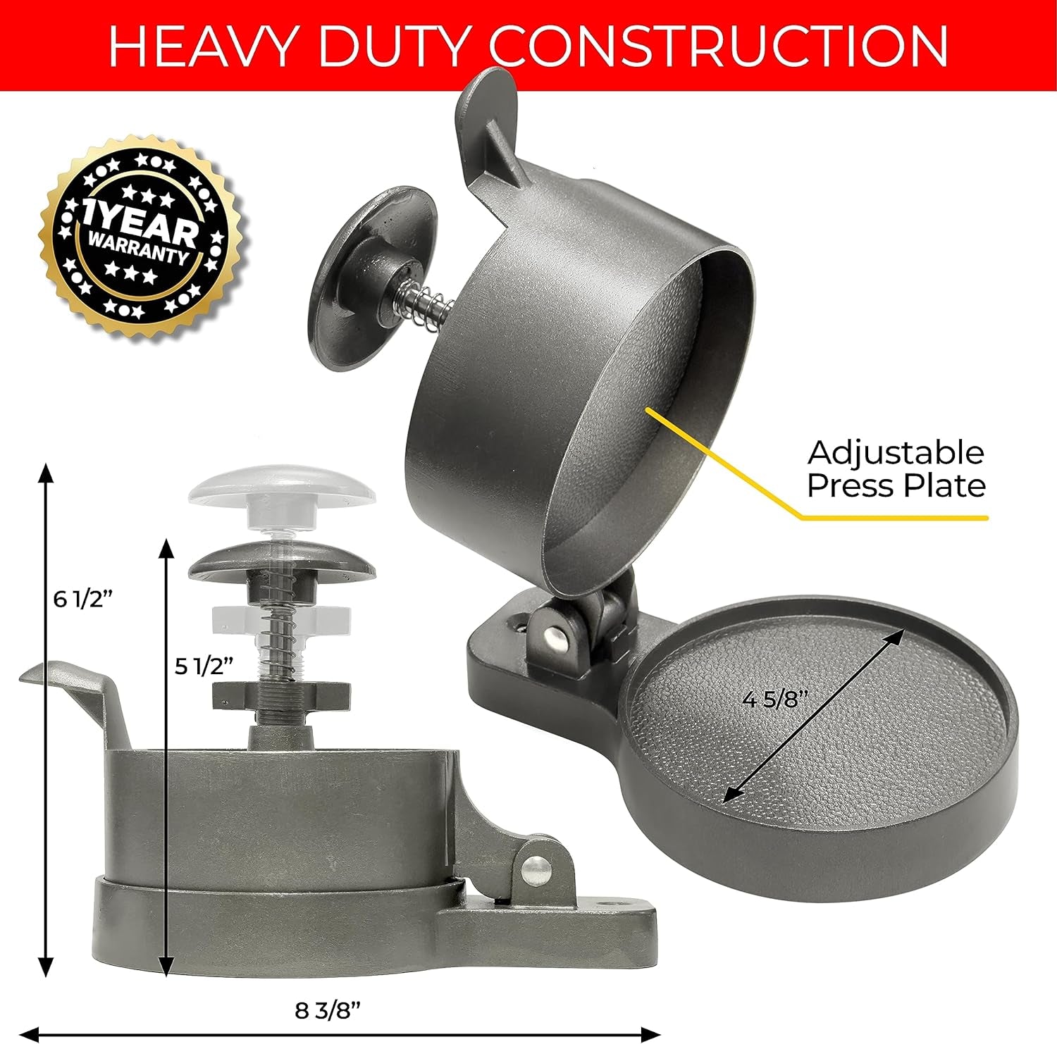 Shop Square Hamburger Press Patty Maker - Adjustable 1/4Lb to 3/4Lb Burger Press Patty Maker with Patty Ejector - Adjustable Thickness for Burgers, Crab Cakes, and Sausage - Patty Paper Included