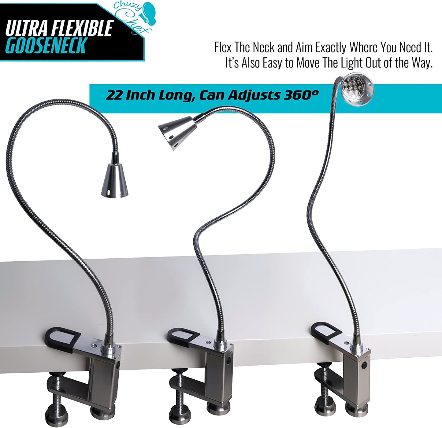 Magnetic BBQ Led Grill Light - 12 Super Bright LED Lights Adjustable 360 Degree Flexible Gooseneck & Screw Clamp for Outdoor & Indoor Barbeque Grill Lights Water Weather Resistant