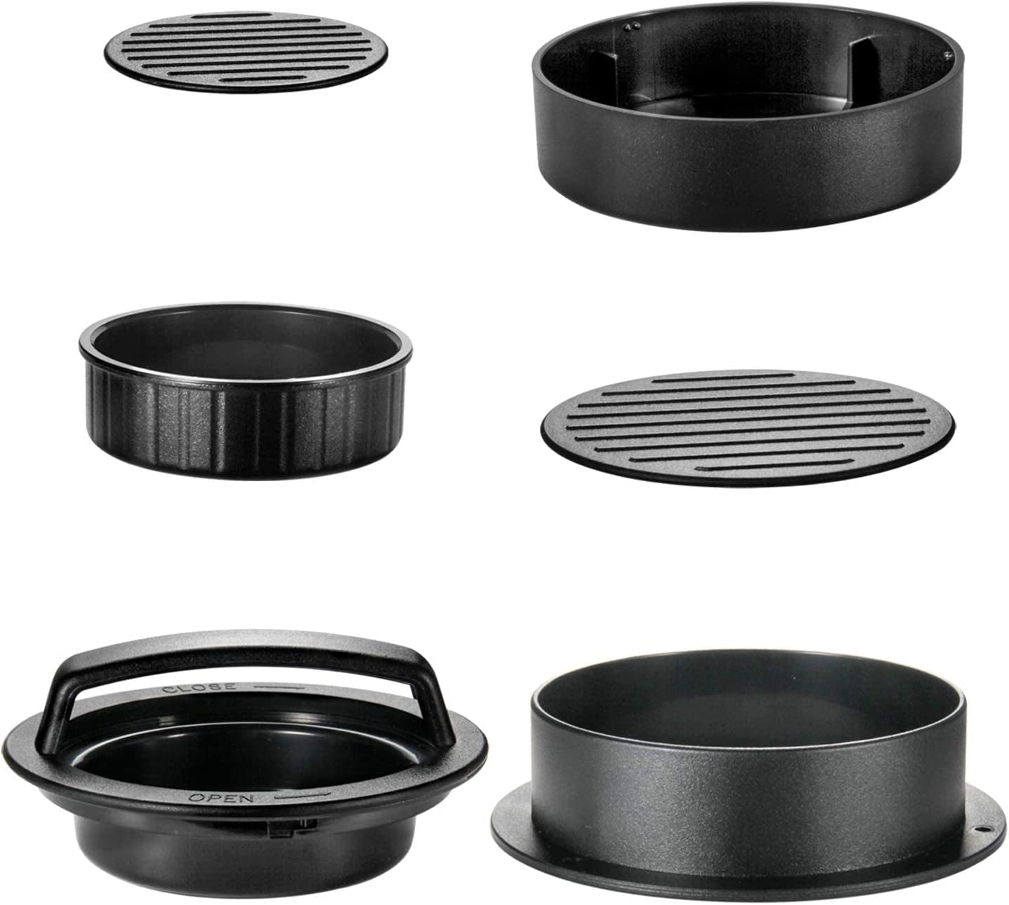 TAOUNOA Hamburger Press Patty Maker, 3 in 1 Non-Stick Burger Press with 100 Pcs Wax Paper for Making Delicious Burgers, Perfect Shaped Patties for Grilling and Cooking