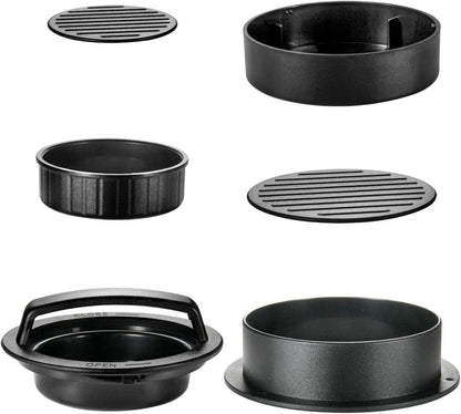 TAOUNOA Hamburger Press Patty Maker, 3 in 1 Non-Stick Burger Press with 100 Pcs Wax Paper for Making Delicious Burgers, Perfect Shaped Patties for Grilling and Cooking