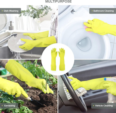 Image of MAMISON Reusable Household Dishwashing Cleaning Rubber Gloves, Non-Slip Kitchen Glove (1 Pair)