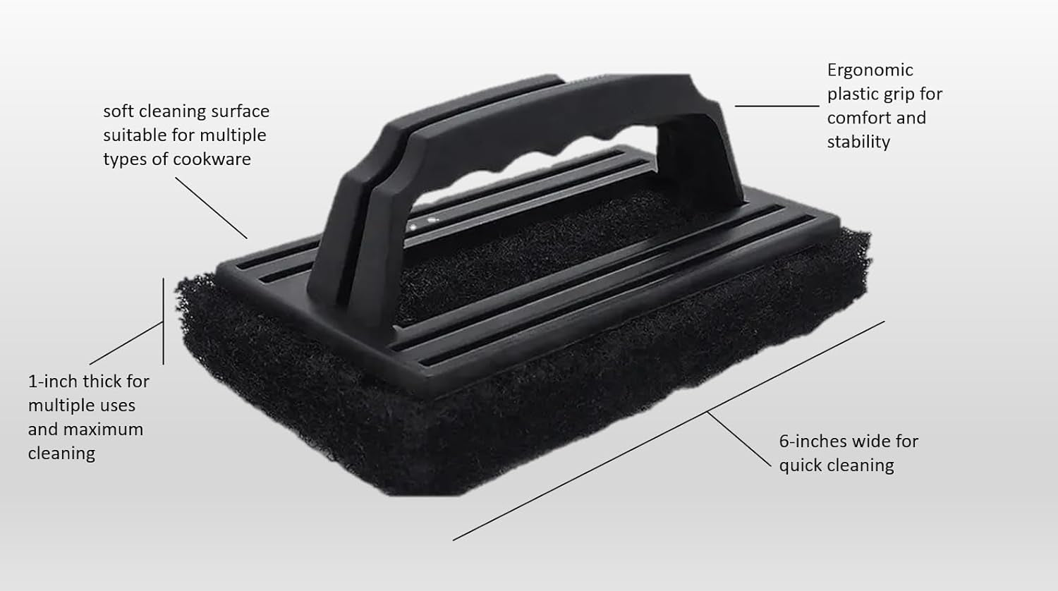 Large Multi-Use Black Grill Scrubber Brush (2-Pack)