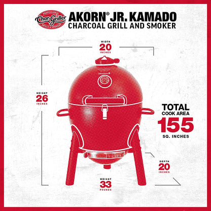E86714 AKORN Jr. Kamado, Ash Portable Charcoal Grill