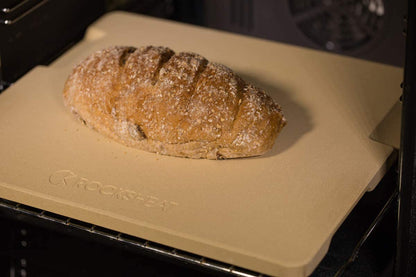 Pizza Stone Baking & Grilling Stone, Perfect for Oven, BBQ and Grill. Innovative Double - Faced Built - in 4 Handles Design (12" X 12" X 0.6" Rectangular)