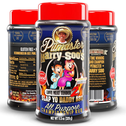 Slap Yo Daddy BBQ Rub Seasonings Love Meat Tender - Spices and Seasonings for Smoking Pork, Rib, Brisket - All Purpose Championship BBQ Seasoning from Harry Soo - No MSG, Gluten Free