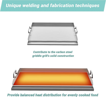 Universal Stainless Steel Griddle Plate with Even Heating Bracing for BBQ Charcoal/Gas Grills, 23" X 16" Rectangular Hibachi Flat Top Griddle for Indoor/Outdoor Cooking
