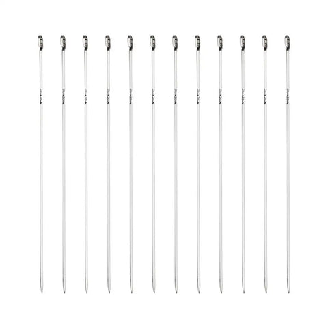 Image of 12PCS Kabob Skewers 15 Inch Long Stainless Steel Shish Kebob Sticks Flat Metal BBQ Barbecue Skewer Wide Reusable Grilling Ske