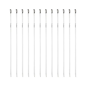 12PCS Kabob Skewers 15 Inch Long Stainless Steel Shish Kebob Sticks Flat Metal BBQ Barbecue Skewer Wide Reusable Grilling Ske