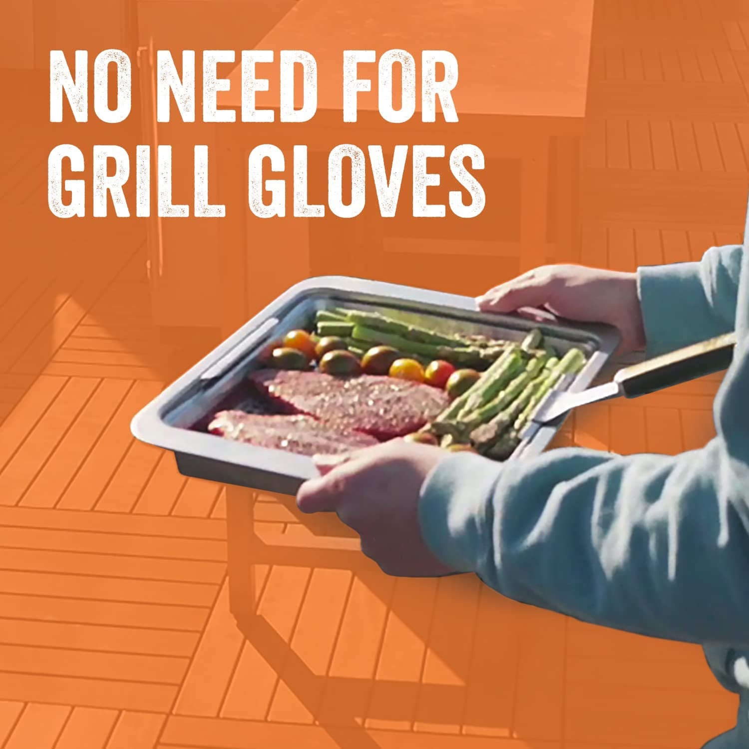 Yukon Glory™ BBQ 'N SERVE Wide Basket Set - BBQ Grill Basket - the Grilling Basket Includes a Serving Tray & Clip-On Handle - Perfect Grill Baskets for Outdoor Grill Vegetables or Fish Basket & Meat