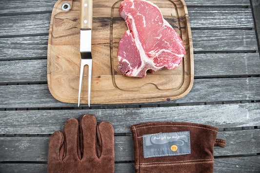 F234 Small/Large Grill Gloves, Brown Leather