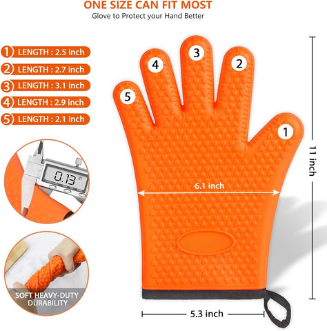 Image of BBQ Gloves, Silicone Oven Mitts - Premium Grilling Gloves, Heat Resistant Gloves Handle Hot Food Right on Grill Fryer & Pit, Non-Slip Waterproof Kitchen Gloves for Barbecue, Cooking, Baking, Smoker