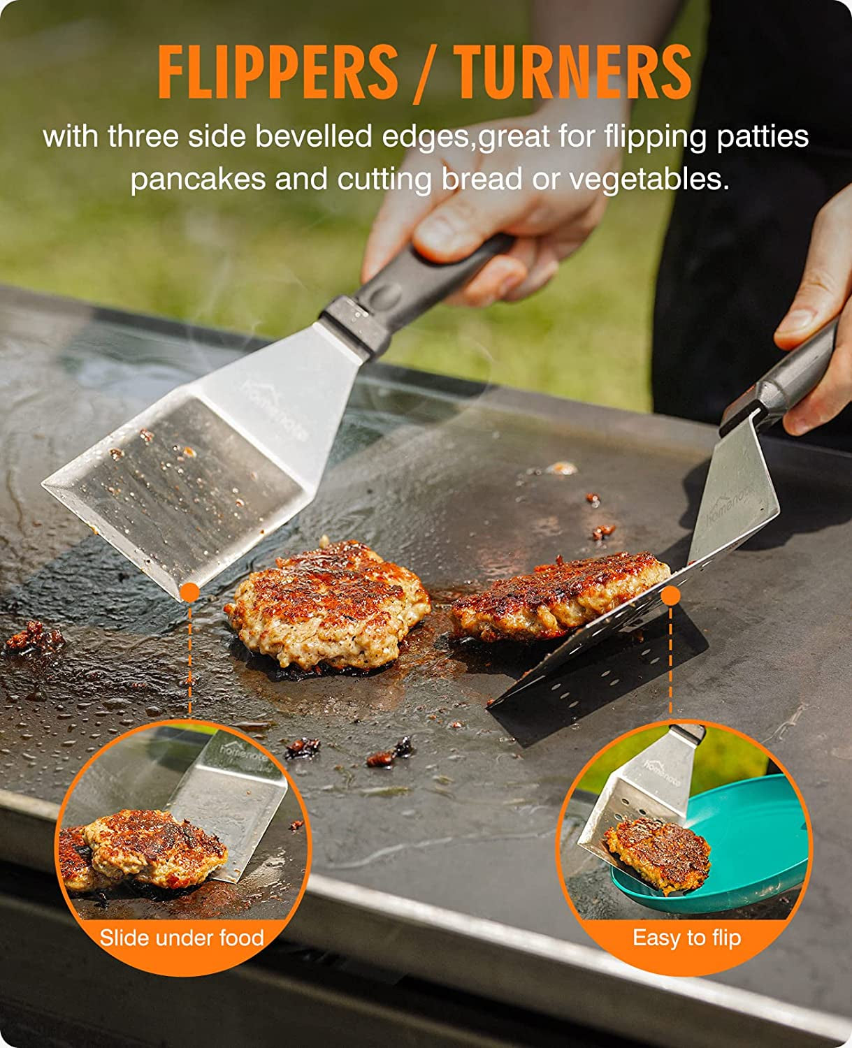 Homenote Griddle Accessories Kit, Exclusive Griddle Tools Spatulas Set for Blackstone - 8 Pcs Commercial Grade Flat Top Grill Accessories - Great for Outdoor BBQ, Teppanyaki and Camping