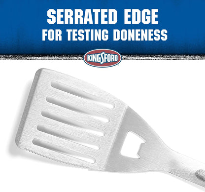 Kingsford Grill Tools Stainless Steel BBQ Spatula with Red & Black Handle| Classic Grill Spatula | Stainless Steel Grilling Tools Spatula| Kingsford Spatula for BBQ Grilling