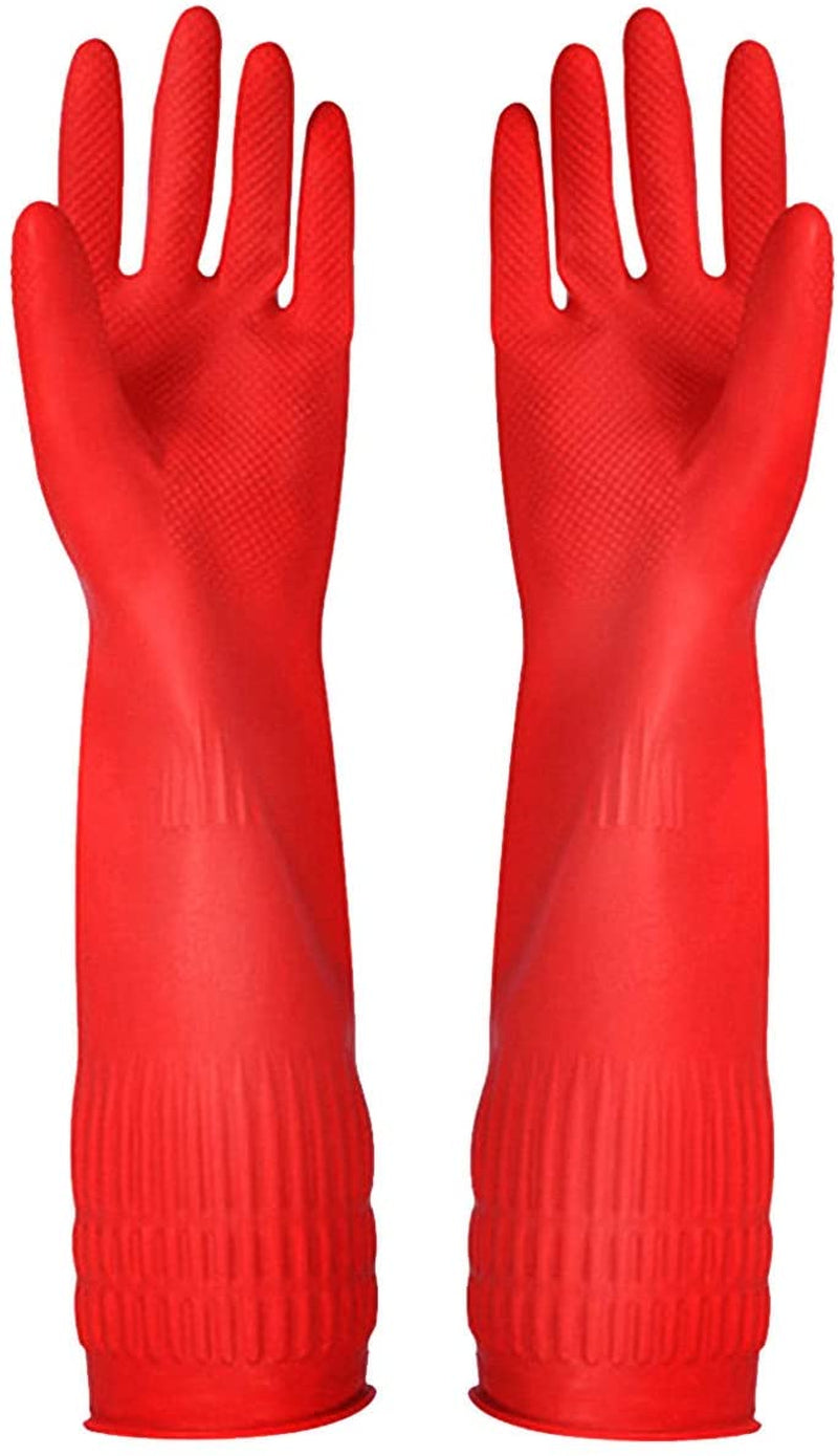 Rubber Cleaning Gloves Kitchen Dishwashing Glove 3-Pairs,Waterproof Reuseable.(Large)