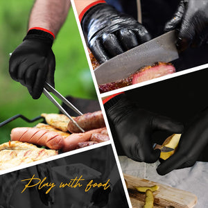 200 Pcs Disposable BBQ Gloves with 4 Pairs Cotton Liners Grilling Gloves BBQ Cooking Gloves (Black, Dark Gray, X-Large)