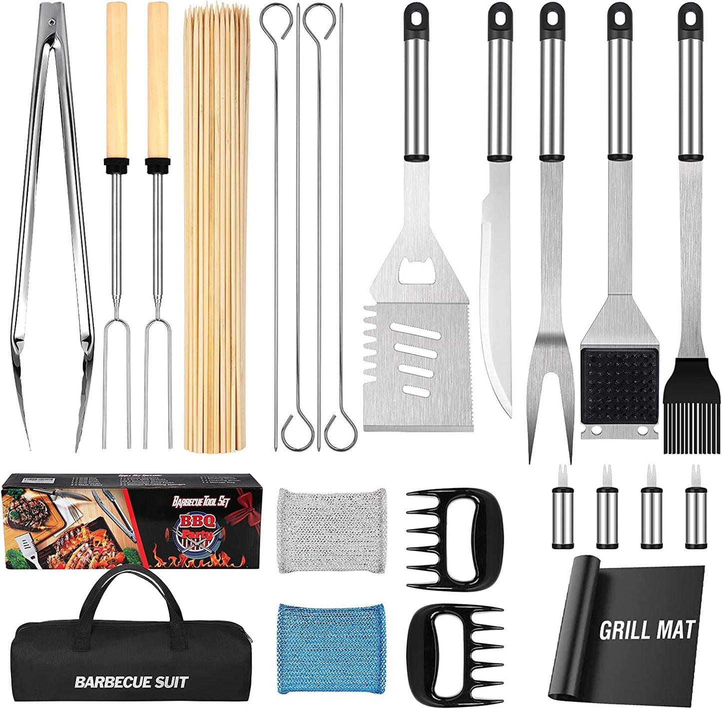 Grill Tools, BBQ Accessories, Grill Accessories, Grill Set for Outdoor Grill, Grill Utensils Stainless Steel Grilling Tools Grill Kit, 122PCS Grilling Gifts for Men Women Christmas