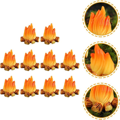 Toyvian 10Pcs Miniature Campfire Dollhouse Fire Ornament Decor Model Fire Model Handicraft Fake Fire Kids Pretend Toy Resin Bonfire Model Miniature Decoration