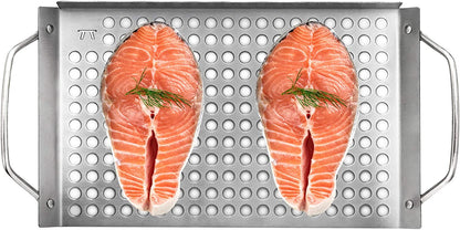 76630 Stainless Steel Grill Topper Grid, Set of 2, 11"X7" and 11"X17"