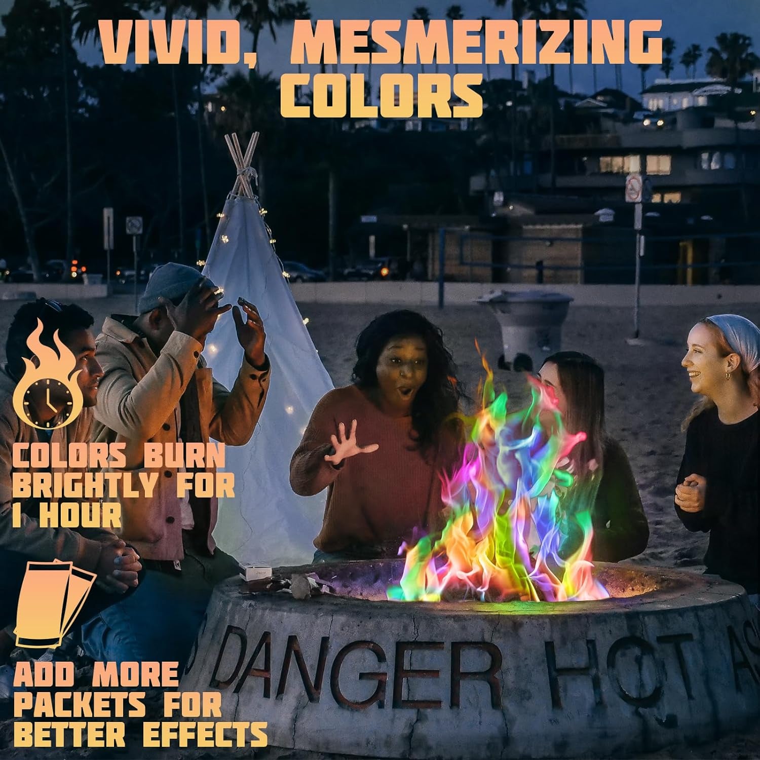 HGD (25 Pack) Magic Campfire Fire Color Changing Packets Fire Pit, Fire Color Packets,Magical Color Fire Packets, Bonfire Color Changing Packets, Campfire Color Flame Packets for Kids & Adults
