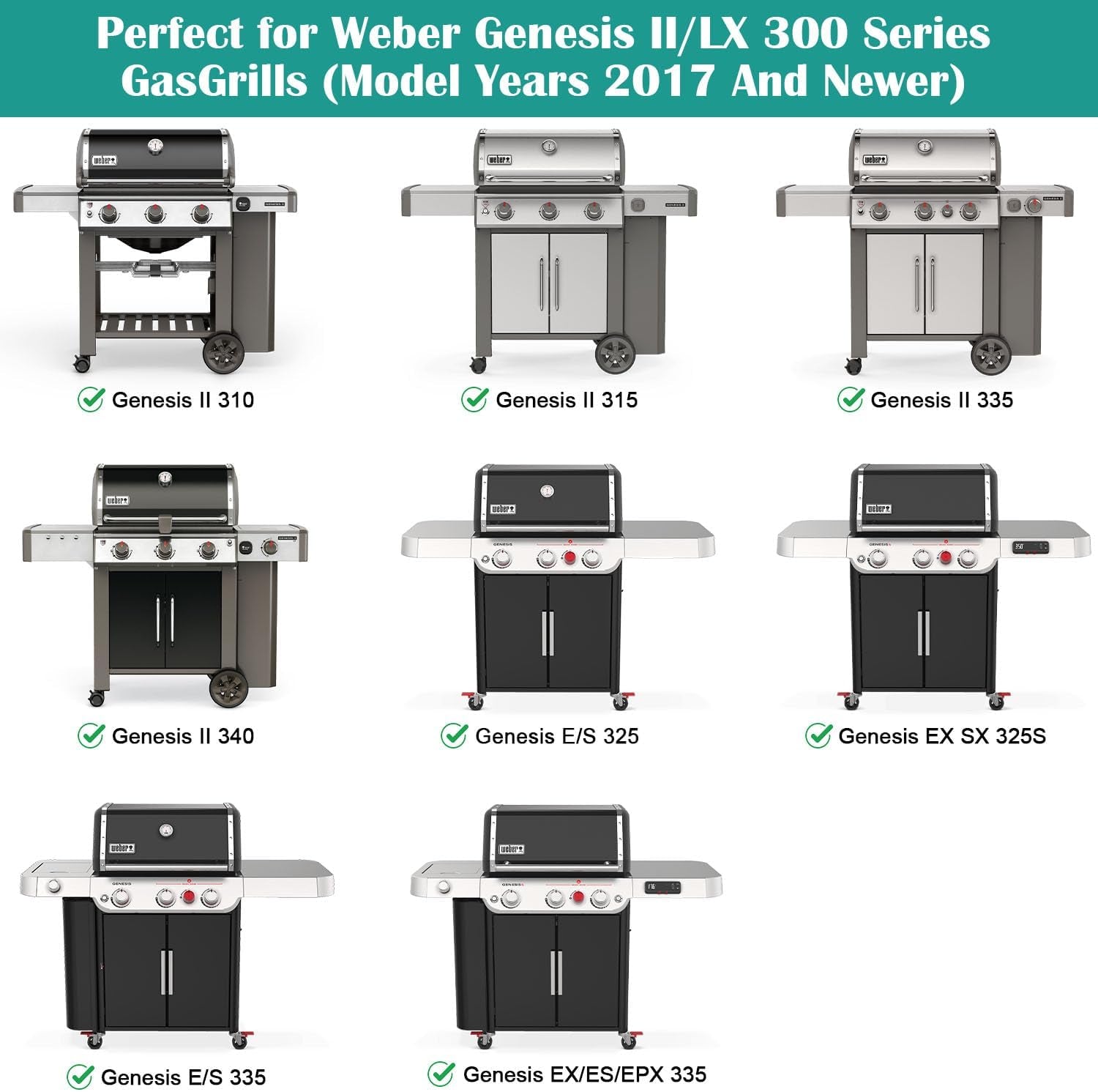 Cooking Griddle Inserts & Grate for Weber Genesis II 300 Series Grill, Flat Top Grill Griddle for Weber Genesis II E-310/315/325/330/335 S-310/335 and More, Replace for Weber 6788 Full-Size Griddle