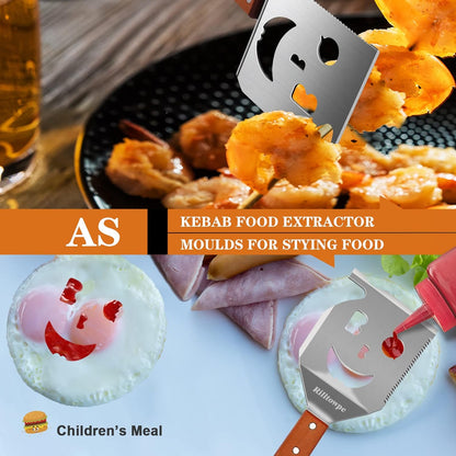 Rilltowpe BBQ Spatula, Outdoor BBQ BBQ Spatula, Wooden Handle Stainless Steel BBQ Spatula, Outdoor BBQ Accessories. Unique BBQ Gifts.