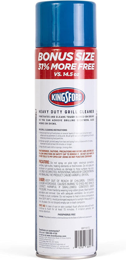 Kingsford Grill Cleaner Aerosol Spray 19Oz | BBQ Grill Cleaning Accessories Aerosol Spray for Cleaning Barbeque Grills | Quick Clean 19Oz Spray Aerosol for Barbecue Grills