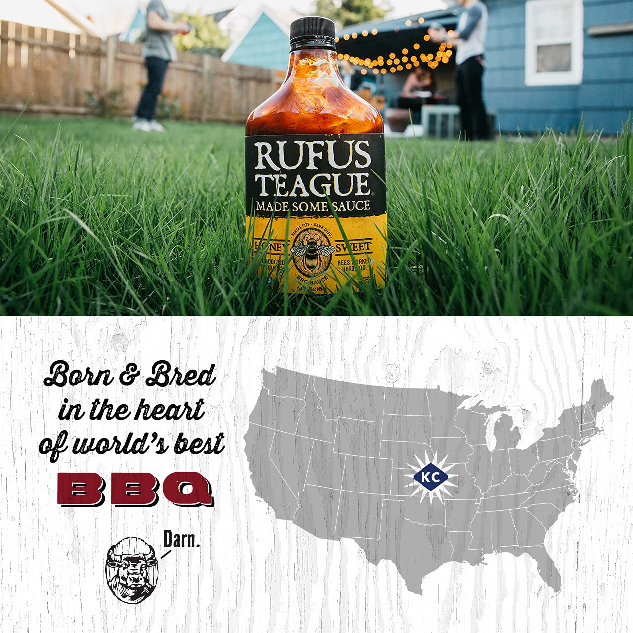 Rufus Teague - Honey Sweet BBQ Sauce - Premium Barbecue Sauce - 15.25 Oz. Bottles - 2 Pack