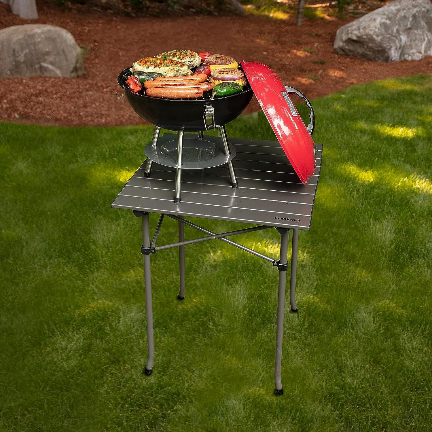 CCG190RB Inch BBQ, 14" X 14" X 15", Portable Charcoal Grill, 14" (Red)