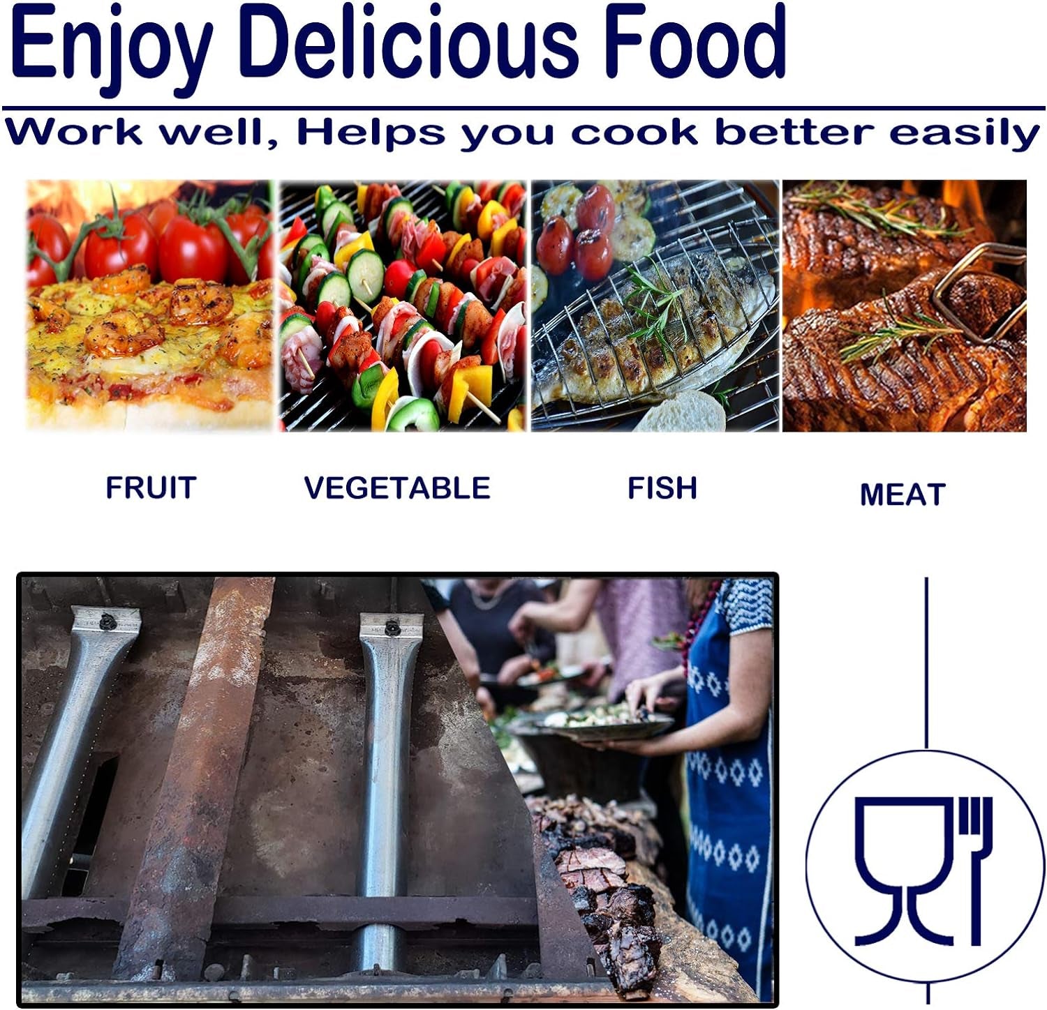 Grills Crossover Tube Gas Grill Parts 21 11/16" X 1 5/8" Stainless Steel BBQ Carryover Burner Replacement for Select Broil King and Huntington Gas Grill Models Grill Accessories