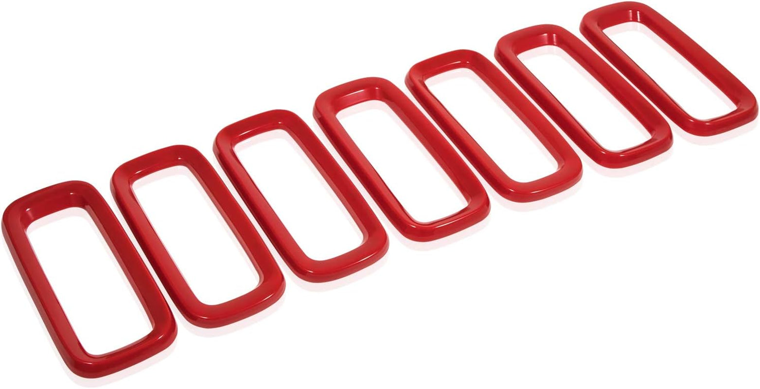 Front Grill Grille Inserts Mesh ABS Grill Guard Cover Trim Red 7Pcs for Jeep Renegade 2015 2016 2017 2018