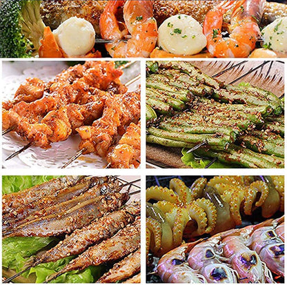 Bigotters Barbecue Skewers, 100PCS Skewers for Grilling Stainless Steel Skewers BBQ Needle Sticks Metal Skewers for Meat Shrimp Chicken Vegetable Outdoor Cooking