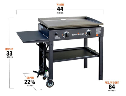 Flat Top Gas Grill Griddle 2 Burner Propane Fuelled Rear Grease Management System, 1517, Outdoor Griddle Station for Camping, 28 Inch