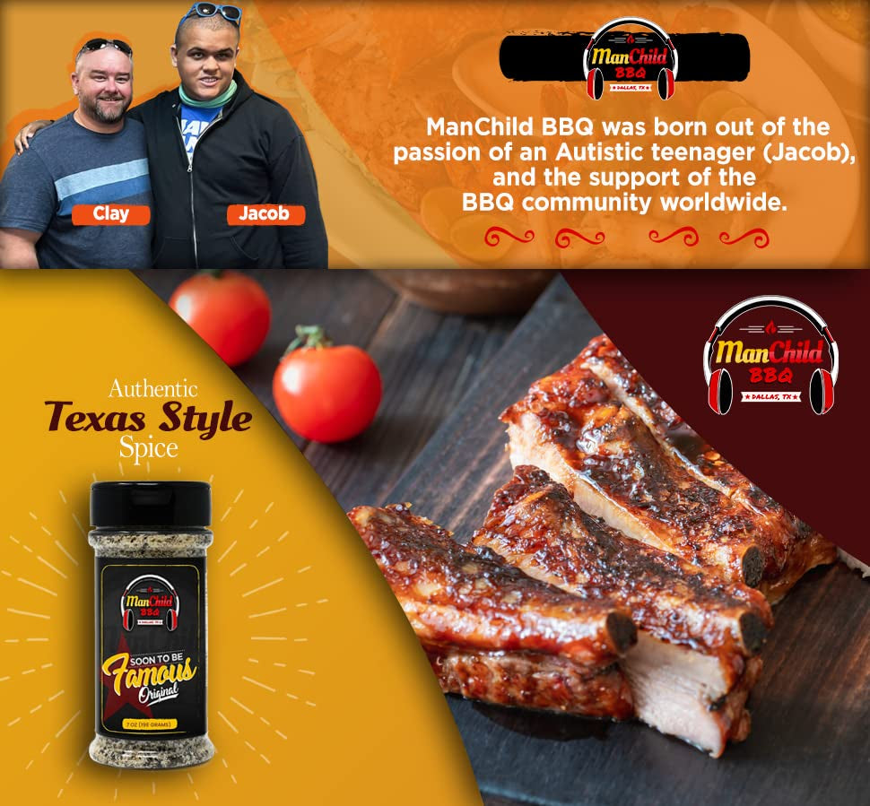 BBQ Rub by Manchild | Classic BBQ Rubs and Spices | Soon to Be Famous BBQ Seasoning Mix for Cooking, Grilling, Smoking Any Meat,Beef, Brisket, Steak, Pork, Chicken, Turkey | Gluten Free, No MSG, 7Oz