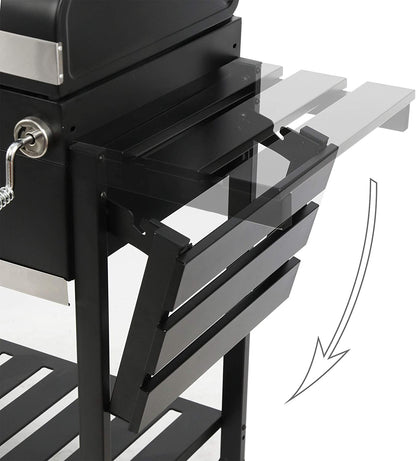 CD1824EN 24” Charcoal Grill Outdoor Smoker with Side Tables Backyard Griller Party BBQ Picnic Patio Cooking, Black