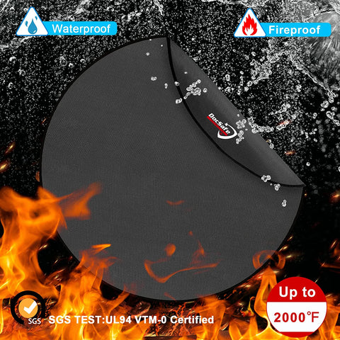 Image of 38" round under Grill Mat, 4 Layers Fire Pit Mat Protect Mat,Fireproof Mat Fire Pit Pad for Deck Patio Grass Outdoor Wood Burning Fire Pit and BBQ Smoker,Portable Reusable and Waterproof,Black