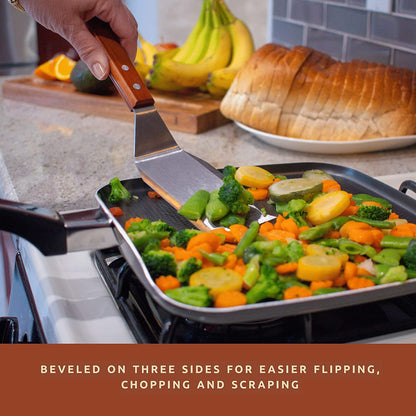 Bellemain Stainless Steel Spatula | Heavy Duty Spatula Turner with Beveled Edges & Hardwood Handle | Large Metal Spatula for Cast Iron Skillet, Flat Top Grill | Griddle Scraper | Hamburger Spatula