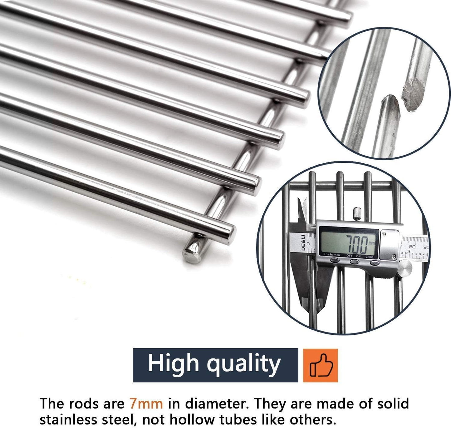 SUS304 Stainless Grill Grates 17 3/16 X 13 1/2 Inch Each for Grill Master 720-0697, Nexgrill and Uniflame Gas Grills, Set of 2 SCI812