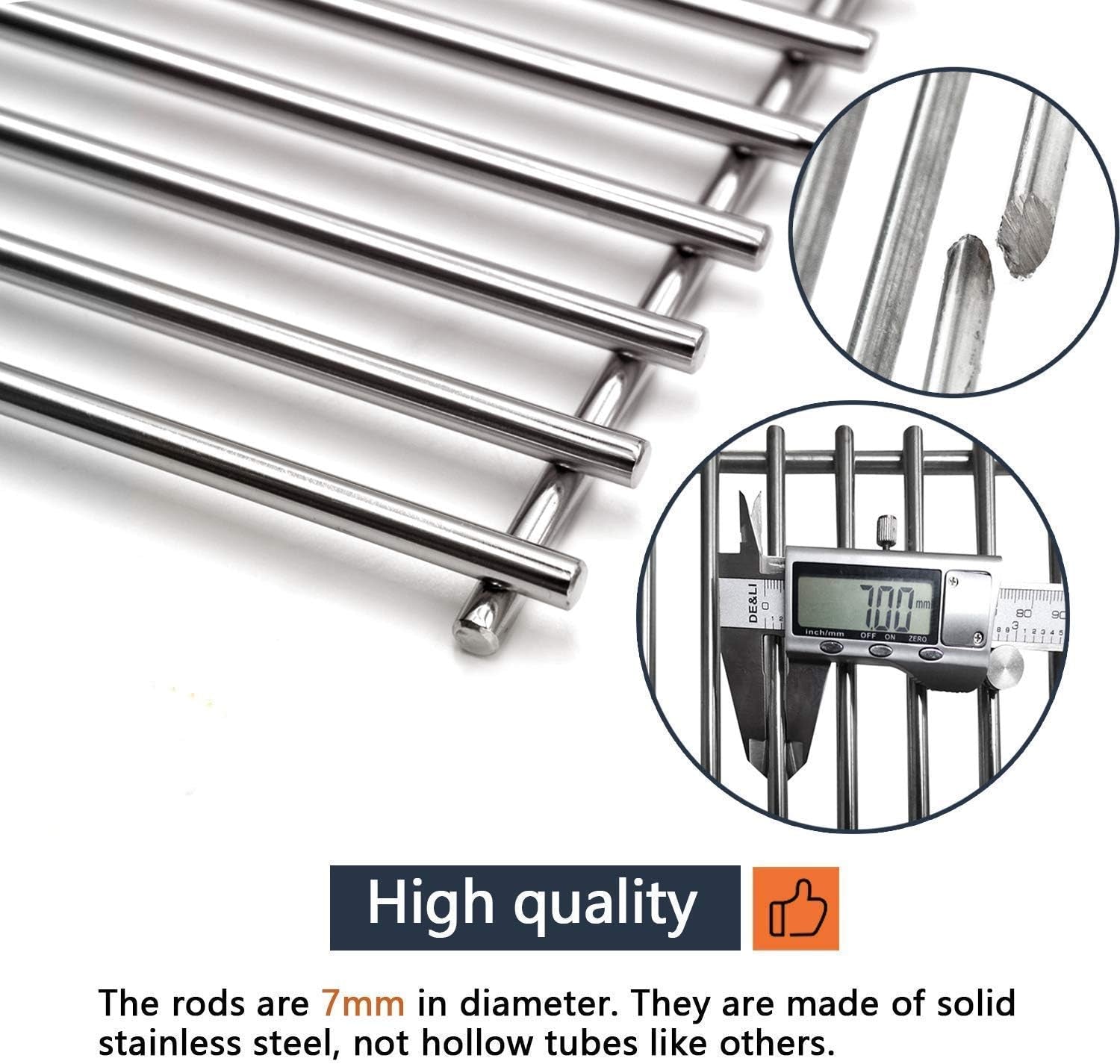 SUS304 Stainless Grill Grates 17 3/16 X 13 1/2 Inch Each for Grill Master 720-0697, Nexgrill and Uniflame Gas Grills, Set of 2 SCI812