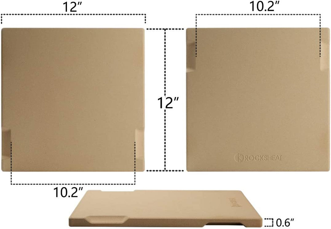 Pizza Stone Baking & Grilling Stone, Perfect for Oven, BBQ and Grill. Innovative Double - Faced Built - in 4 Handles Design (12" X 12" X 0.6" Rectangular)