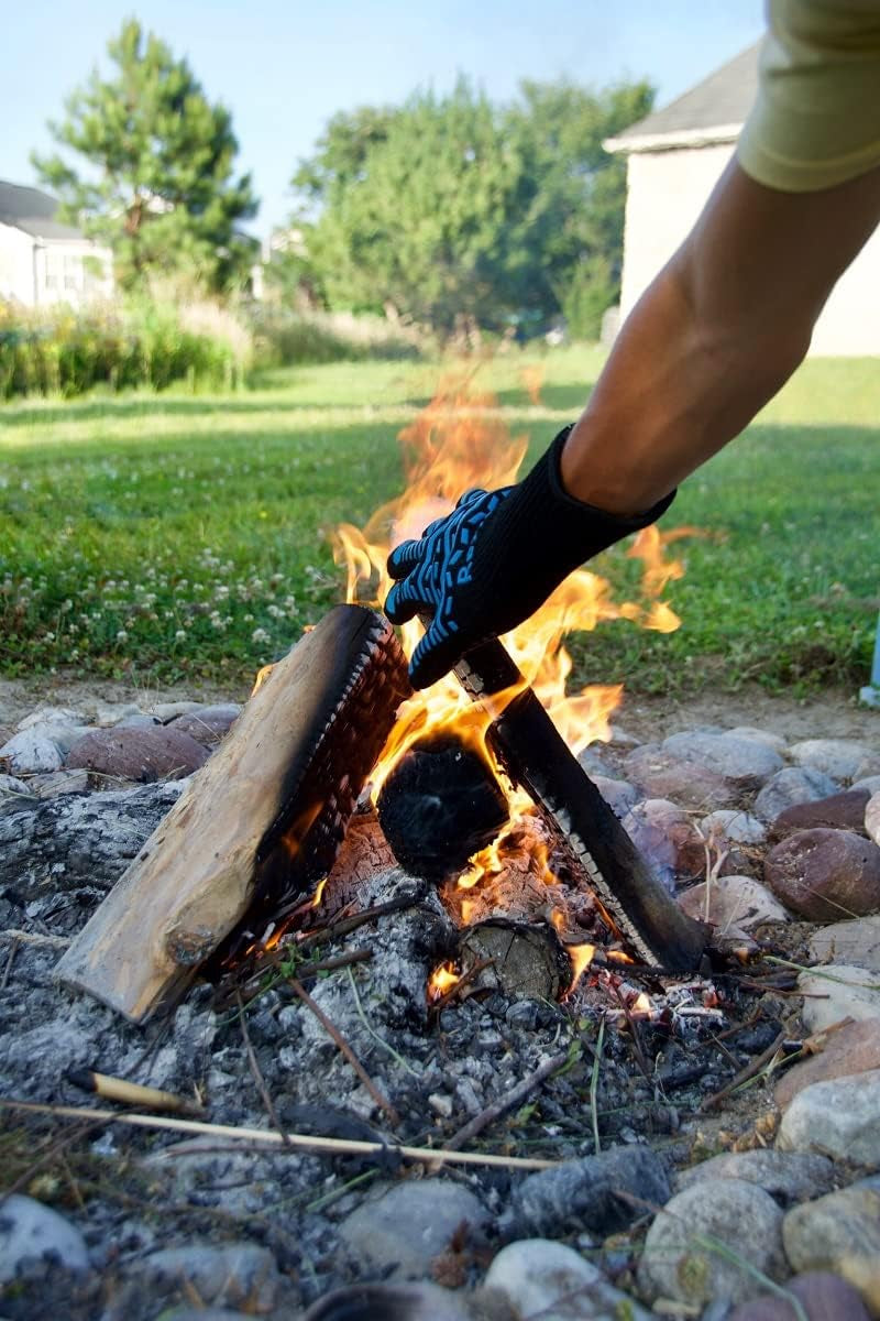 Heat Resistant Gloves for Grilling 1472 F,Breathable Ove Glove Anti-Slip Cut Resistance,Food Grade Protective Long BBQ Grill Gloves for Cooking Outdoor Barbeque and Smoking