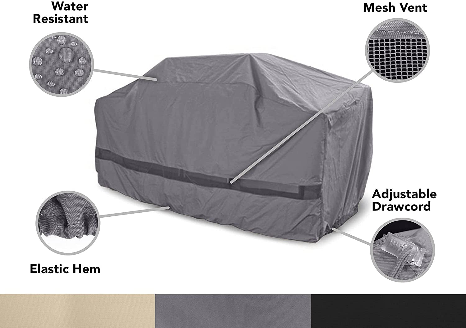 Covermates Island Grill Cover – Weather Resistant Polyester, Adjustable Drawcord, Mesh Vent, Grill and Heating-Charcoal