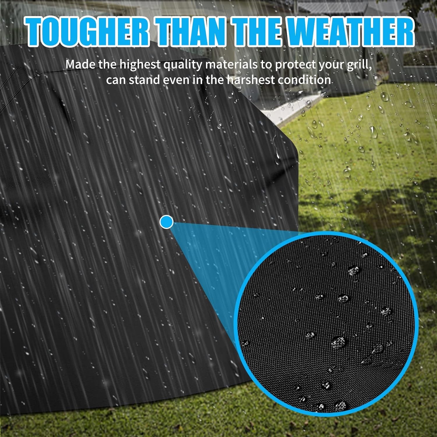 Grill Cover BBQ Grill Cover 600D Waterproof Heavy Duty Gas Grill Cover, UV & Dust & Rip-Proof, Barbecue Grill Covers for Weber, Brinkmann, Char Broil Grills(72" L X 26" W X 51" H, Black)