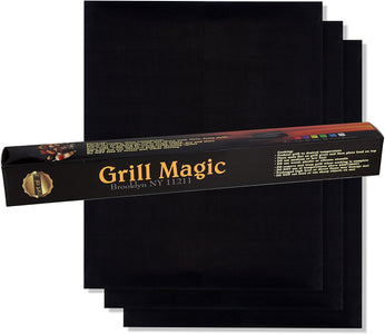 BBQ Grill Mat Set of 3-100% Nonstick Large Grilling Sheets - Heavy Duty Cooking Mats for Outdoor Grill Charcoal, Gas or Electric - Reusable, Extra Thick and Easy to Clean - 15.75 X 13