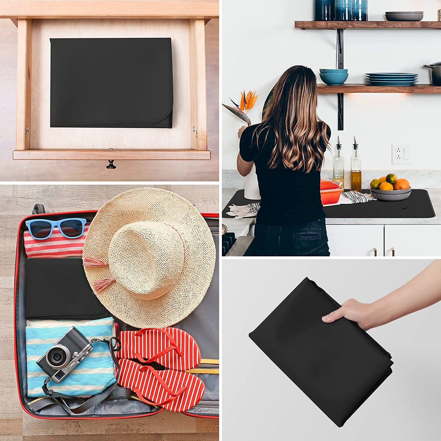 FLASLD Fireproof & Waterproof under Blackstone Griddle BBQ Mat, Protect Your Prep Table and Outdoor Grill Table - Heat Resistant Grill Table Mat (Black,16 X 24In)…